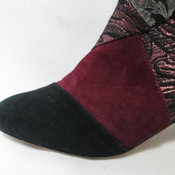 Anthropologie Bettye Mueller Cyd Suede Canvas patchwork boots booties Size 7.5 - Picture 3 of 16